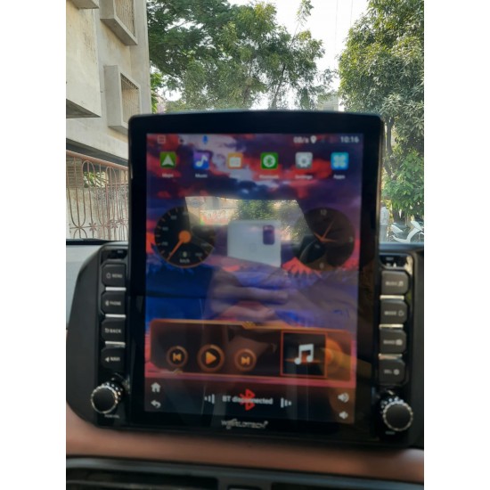 Hyundai Aura WorldTech Tesla Type Car Stereo with Apple CarPlay & Android Auto Touch Screen Full HD Display Android Ver.10