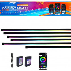 Cardi K4 Car Ambient Lights Atmosphere Interior Strip Light 16 Million Colors 5 in 1 with 6 Meters Fiber Optic Multicolor RGB Wireless Bluetooth App Remote