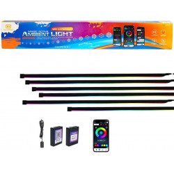 Cardi K4 Car Ambient Lights Atmosphere Interior Strip Light 16 Million Colors 5 in 1 with 6 Meters Fiber Optic Multicolor RGB Wireless Bluetooth App Remote Cardi K4 Car Ambient Lights Atmosphere Interior Strip Light 16 Million Colors 5 in 1 with 6 Meters Fiber Optic Multicolor RGB Wireless Bluetooth App Remote