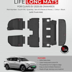 Kia Carens Clavis EV GFX Life Long Floor Mats 4 Rows with Trunk Mat
