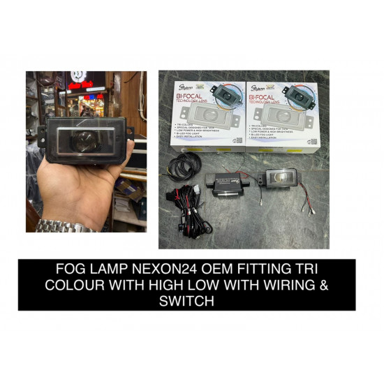 Tata Nexon 2024 Fog Projector Tri Color With Wiring, Switch Hi Low Oem Fitting