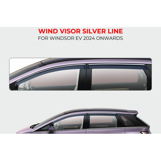 MG Windsor EV Rain Door Visor Chrome Line