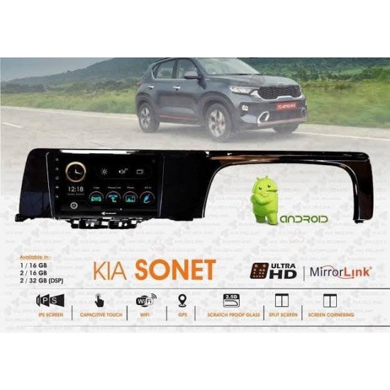 Kia Sonet Android Car Stereo Motorbhp Edition (2GB/32GB) with Night Vision Camera & Frame Kia Sonet Android Car Stereo Motorbhp Edition (2GB/32GB) with Night Vision Camera & Frame
