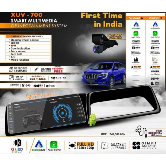 Mahindra XUV700 Smart OEM Fit Infotainment System Apple Carplay & Android Auto 4g Sim Variant B