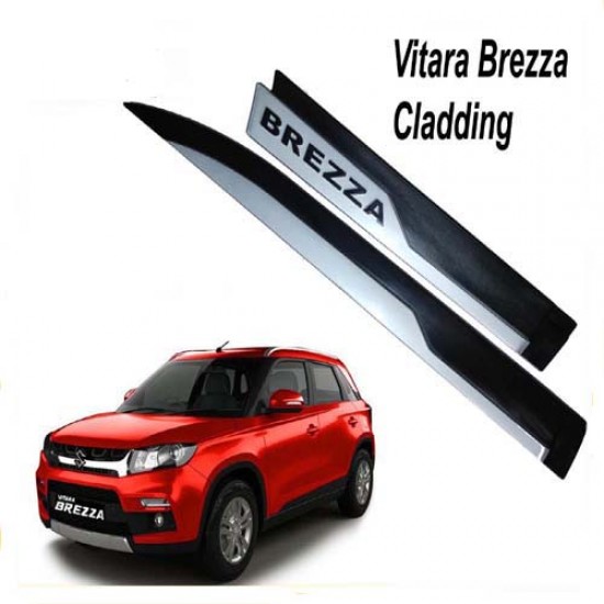 GFX Maruti Suzuki Brezza Side Door Beading/ Cladding Black & Sliver (2016-Onwards)