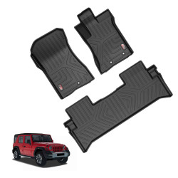 Premium Life Long Car Floor Foot Mats For Mahindra Thar Roxx Black Manual