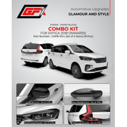 GFX Maruti Suzuki Ertiga Piano Black Chrome Accessories Combo Kit 11 (Set of 4 items) (2018-Onwards)  GFX Maruti Suzuki Ertiga Piano Black Chrome Accessories Combo Kit 11 (Set of 4 items) (2018-Onwards)
