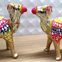 Home Decorative Rajasthani Handicraft Mirror Work on Big Camel- Multi Color 