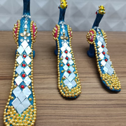 Home Decorative Jaipuri Handicraft Meenakari Metal Peacock Set Of 3