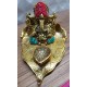 Home Decorative Jaipuri Handicraft Metal Ganesha Idol On Leaf With Diya /Stone Home Decorative Jaipuri Handicraft Metal Ganesha Idol On Leaf With Diya /Stone