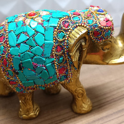 Home Decorative Rajasthani Handicraft Metal Elephant Small Size With Stone Work Home Decorative Rajasthani Handicraft Metal Elephant Small Size With Stone Work