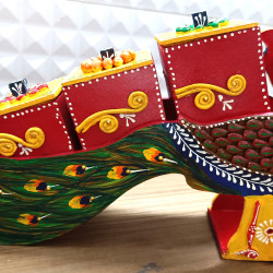 Antique Dry Fruit Box with Lid - Peacock Design - For Serving & Dining Table Decor Antique Dry Fruit Box with Lid - Peacock Design - For Serving & Dining Table Decor