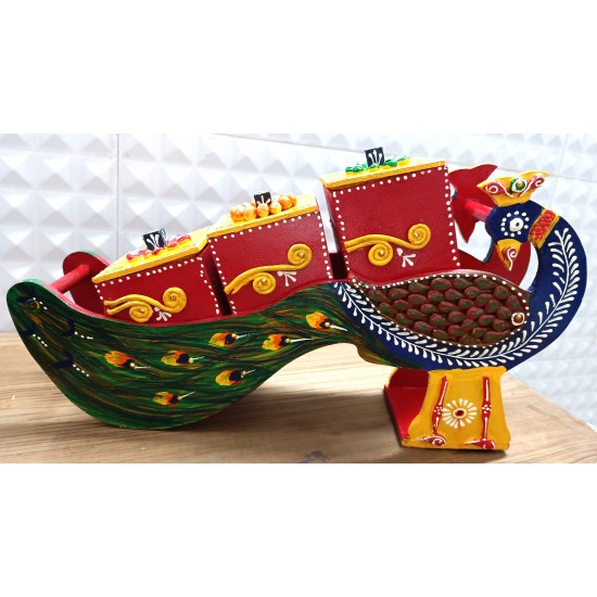 Antique Dry Fruit Box with Lid - Peacock Design - For Serving & Dining Table Decor Antique Dry Fruit Box with Lid - Peacock Design - For Serving & Dining Table Decor