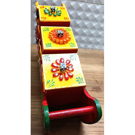 Antique Dry Fruit Box with Lid - Peacock Design - For Serving & Dining Table Decor