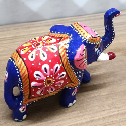 Home Decorative Rajasthani Handicraft Meenakari on Extra Small Elephant- Blue With Multi Color Home Decorative Rajasthani Handicraft Meenakari on Extra Small Elephant- Blue With Multi Color