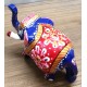 Home Decorative Rajasthani Handicraft Meenakari on Extra Small Elephant- Blue With Multi Color