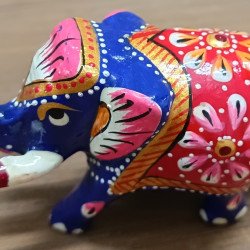 Home Decorative Rajasthani Handicraft Meenakari on Extra Small Elephant- Blue With Multi Color Home Decorative Rajasthani Handicraft Meenakari on Extra Small Elephant- Blue With Multi Color