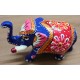 Home Decorative Rajasthani Handicraft Meenakari on Extra Small Elephant- Blue With Multi Color