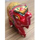 Home Decorative Rajasthani Handicraft Meenakari on Small Elephant- Red With Multi Color