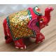 Home Decorative Rajasthani Handicraft Meenakari on Small Elephant- Red With Multi Color