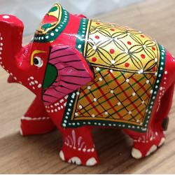 Home Decorative Rajasthani Handicraft Meenakari on Small Elephant- Red With Multi Color Home Decorative Rajasthani Handicraft Meenakari on Small Elephant- Red With Multi Color