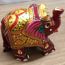 Home Decorative Rajasthani Handicraft Meenakari on Extra Small Elephant- Red With Multi Color Home Decorative Rajasthani Handicraft Meenakari on Extra Small Elephant- Red With Multi Color