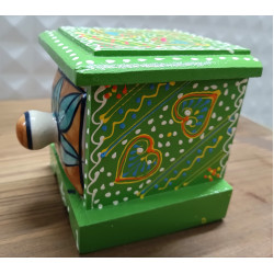 Antique Rajasthani Green Pottery Wooden Square Ceramic Side Drawer Box Antique Rajasthani Green Pottery Wooden Square Ceramic Side Drawer Box