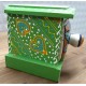Antique Rajasthani Green Pottery Wooden Square Ceramic Side Drawer Box Antique Rajasthani Green Pottery Wooden Square Ceramic Side Drawer Box