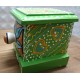 Antique Rajasthani Green Pottery Wooden Square Ceramic Side Drawer Box Antique Rajasthani Green Pottery Wooden Square Ceramic Side Drawer Box