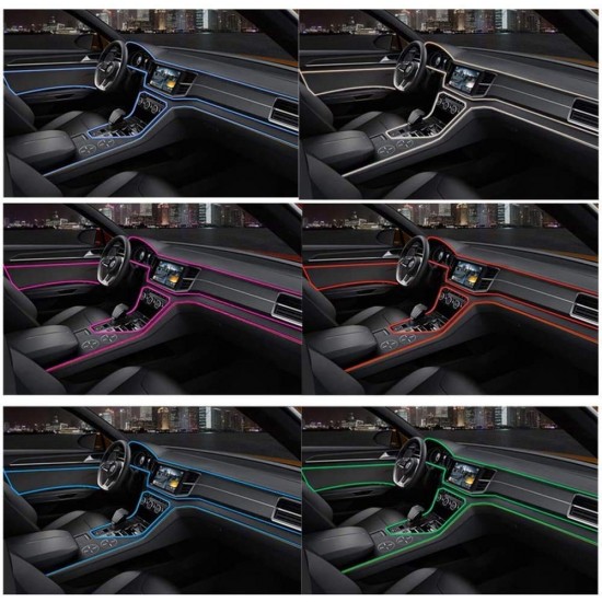 RGB App LED Car Atmosphere Interior Light With Optic Fibre Cable, EL Neon Strip Lamp With Bluetooth App Control RGB App LED Car Atmosphere Interior Light With Optic Fibre Cable, EL Neon Strip Lamp With Bluetooth App Control