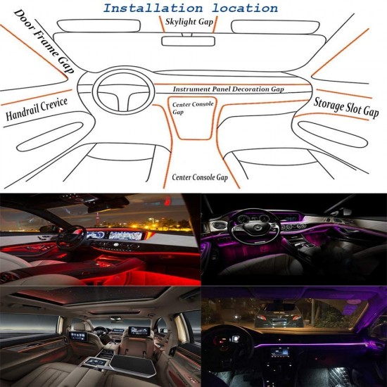 RGB App LED Car Atmosphere Interior Light With Optic Fibre Cable, EL Neon Strip Lamp With Bluetooth App Control RGB App LED Car Atmosphere Interior Light With Optic Fibre Cable, EL Neon Strip Lamp With Bluetooth App Control
