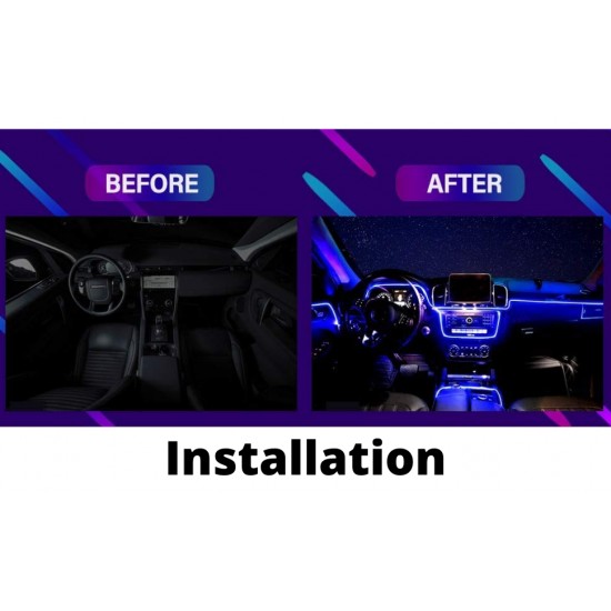 RGB App LED Car Atmosphere Interior Light With Optic Fibre Cable, EL Neon Strip Lamp With Bluetooth App Control