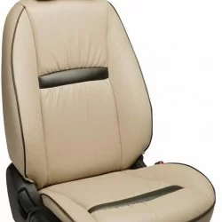 Motorbhp Leatherette Seat Covers Custom Bucket Fit Beige with Black Line (Style-2) Outline