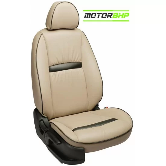Motorbhp Leatherette Seat Covers Custom Bucket Fit Beige with Black Line (Style-2) Outline Motorbhp Leatherette Seat Covers Custom Bucket Fit Beige with Black Line (Style-2) Outline