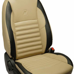 Motorbhp Leatherette Seat Covers Custom Bucket Fit Beige with Black Outline Motorbhp Leatherette Seat Covers Custom Bucket Fit Beige with Black Outline