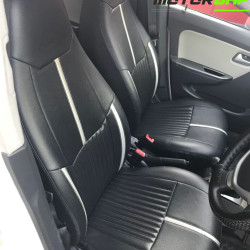 Motorbhp Leatherette Seat Covers Custom Bucket Fit Black With Silver Border (Design 2) Motorbhp Leatherette Seat Covers Custom Bucket Fit Black With Silver Border (Design 2)