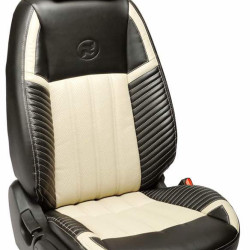 Motorbhp Leatherette Seat Covers Custom Bucket Fit Black With Beige (Design 2)