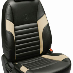 Motorbhp Leatherette Seat Covers Custom Bucket Fit Black With Beige (Design 4) Motorbhp Leatherette Seat Covers Custom Bucket Fit Black With Beige (Design 4)