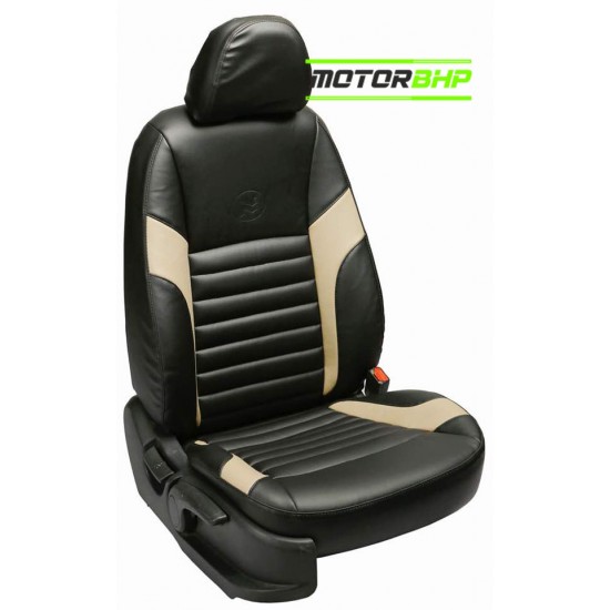 Motorbhp Leatherette Seat Covers Custom Bucket Fit Black With Beige (Design 4) Motorbhp Leatherette Seat Covers Custom Bucket Fit Black With Beige (Design 4)