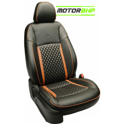 Motorbhp Leatherette Seat Covers Custom Bucket Fit Black With Orange  (Design 7) Motorbhp Leatherette Seat Covers Custom Bucket Fit Black With Orange  (Design 7)