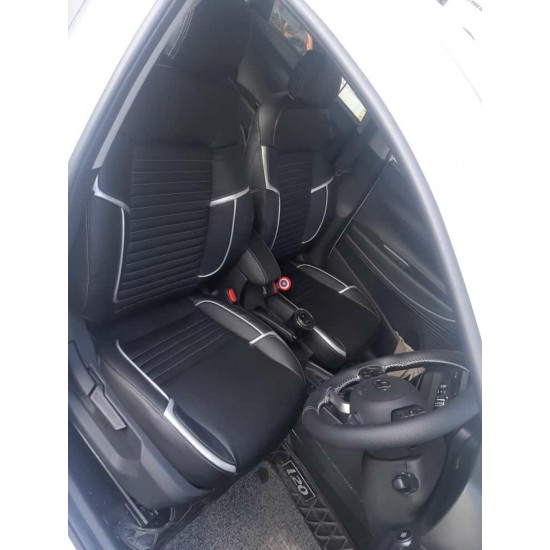 Motorbhp Leatherette Seat Covers Custom Bucket Fit Black With Silver Border Motorbhp Leatherette Seat Covers Custom Bucket Fit Black With Silver Border