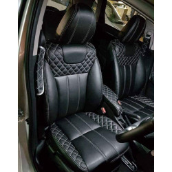 Motorbhp Leatherette Seat Covers Custom Bucket Fit Black With White Thread