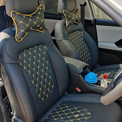 Motorbhp Leatherette Seat Covers Custom Bucket Fit Black With Yellow Thread Motorbhp Leatherette Seat Covers Custom Bucket Fit Black With Yellow Thread