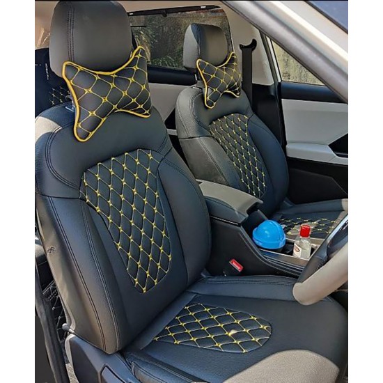 Motorbhp Leatherette Seat Covers Custom Bucket Fit Black With Yellow Thread Motorbhp Leatherette Seat Covers Custom Bucket Fit Black With Yellow Thread