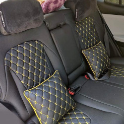 Motorbhp Leatherette Seat Covers Custom Bucket Fit Black With Yellow Thread Motorbhp Leatherette Seat Covers Custom Bucket Fit Black With Yellow Thread