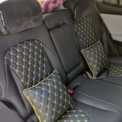 Motorbhp Leatherette Seat Covers Custom Bucket Fit Black With Yellow Thread