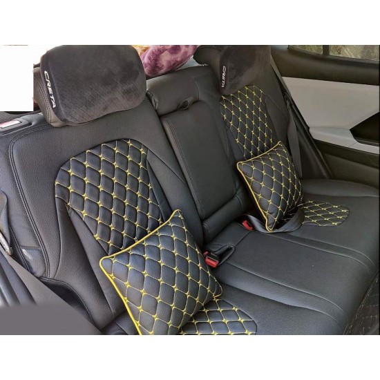 Motorbhp Leatherette Seat Covers Custom Bucket Fit Black With Yellow Thread