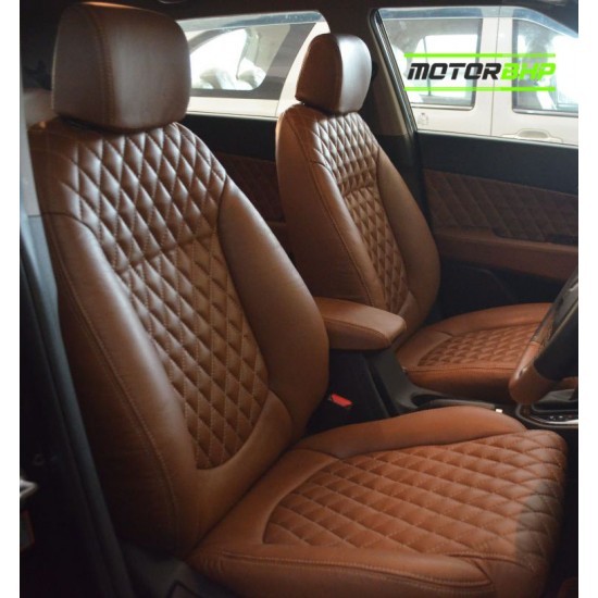 Motorbhp Leatherette Seat Covers Custom Bucket Fit Brown Design
