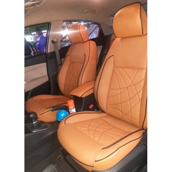 Motorbhp Leatherette Seat Covers Custom Bucket Fit Tan With Black Border