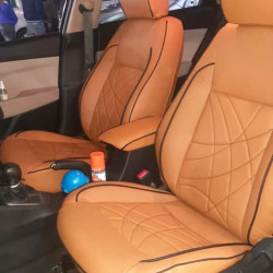 Motorbhp Leatherette Seat Covers Custom Bucket Fit Tan With Black Border Motorbhp Leatherette Seat Covers Custom Bucket Fit Tan With Black Border